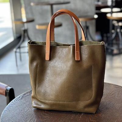 Vintage Avocadogrüne Ledertasche für Damen Leder Umhängetasche Traveller Temperament Tasche