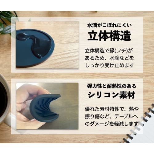 iiNOWL Silicone Coasters, Pack of 4, Stylish Round Shape, Approx. 10cm Diameter, Heat-Resistant, Flexible Material, Black (Solid Black)