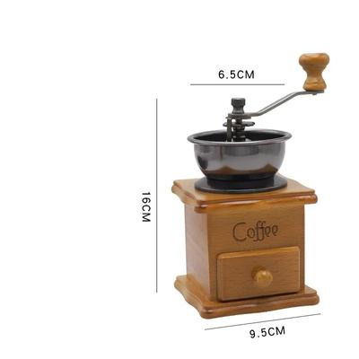 Ręczny młynek 1PC z litego drewna, korba ręczna, ceramiczny rdzeń, regulowany młynek do ziaren kawy ze stali nierdzewnej