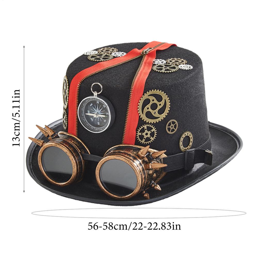 Cappelli Steampunk con Occhiali Copricapo per Costume Cappello di Halloween con Occhiali Rimovibili Accessori per Travestimento Costume da Viaggiatore nel Tempo Uomo