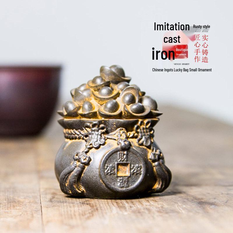 Ornamento Vaso del Tesoro Yuanbao della Fortuna: Decorazione Desktop Retrò per Attirare Ricchezza