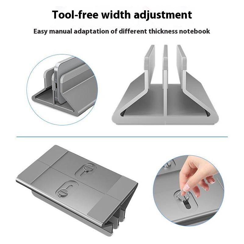 C402 Aluminum Alloy Laptop Tablet Stand Dual Slot Vertical Desktop Holder Organizer Base