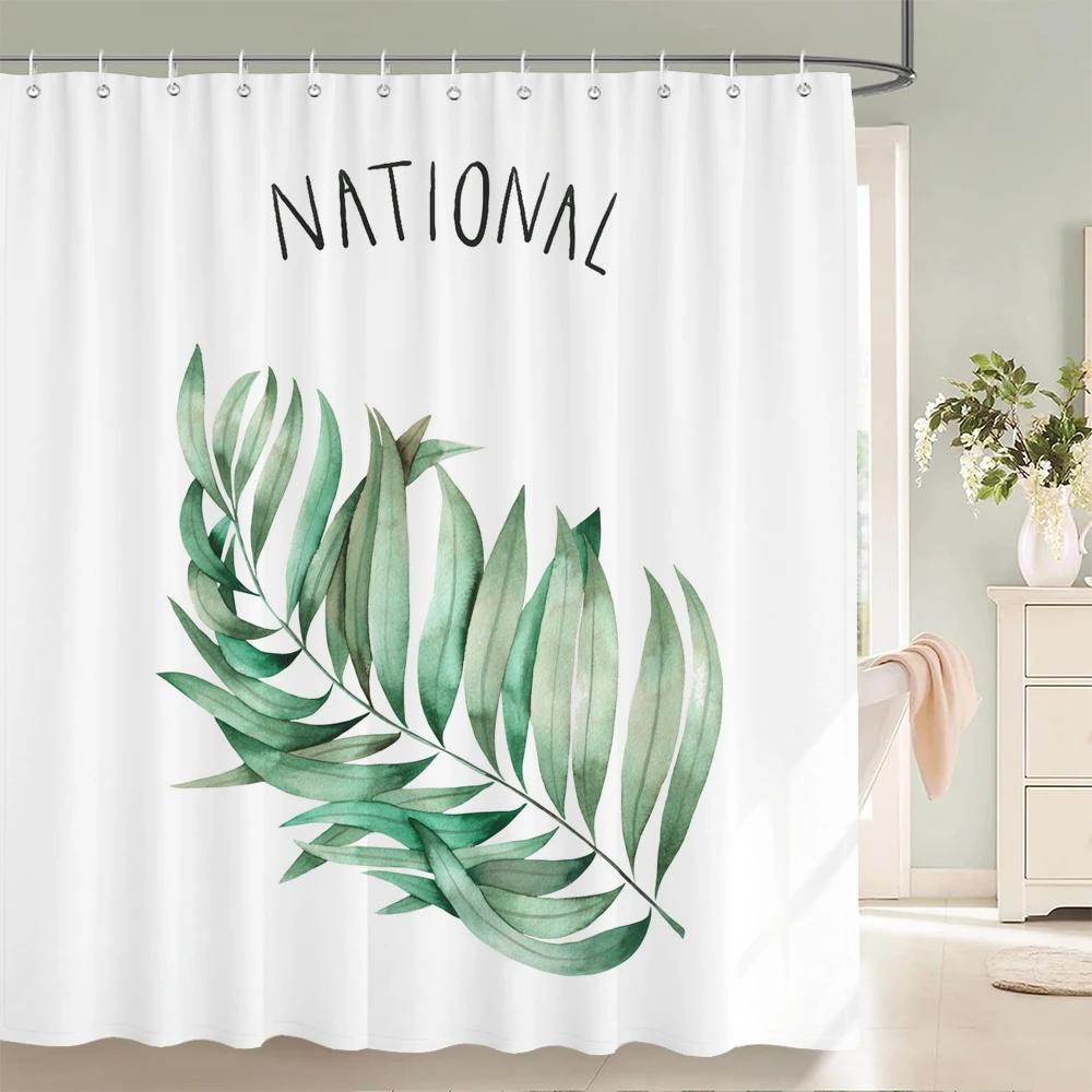 Modern style Shower Curtain 3D Tropical Plant leaves Printed Fabric Bathroom Curtains Home Bathtub Decor Curtain with Hooks