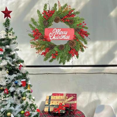 50cm Vánoční věnec Umělá girlanda se světlem na vchodové dveře Vánoční závěsná ozdoba Obývací