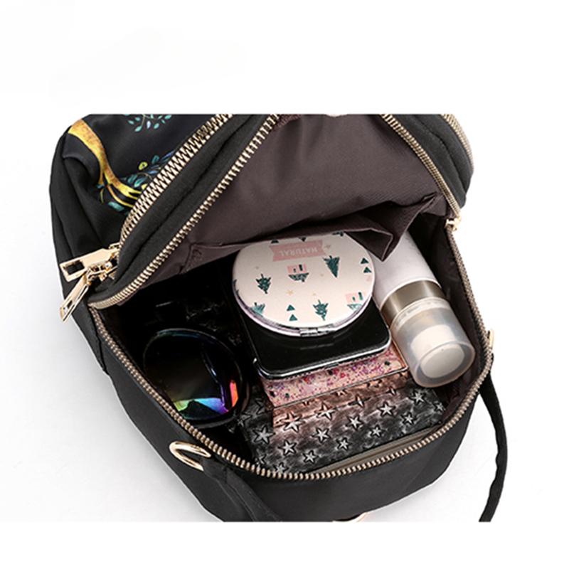 Trendy nový nylonový batoh pro ženy Multifunkční taška přes rameno Potisk Vodotěsný batoh Travel Lady Pack