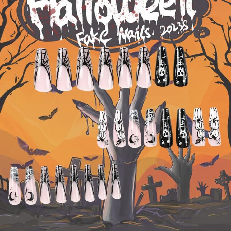 Halloween Press on Nails Coffin Fake Nails Press on Nails with Jelly Glues