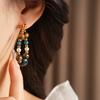Vintage Handmade Beaded Earrings for Women Mix Color Tiger Eyes Stone Crystal Pearl Beads Drop Earrings Elegent Luxury Jewelry