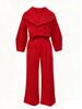 European & American Autumn/Winter Solid Color Wool Lapel Top & Casual Long Pants Set