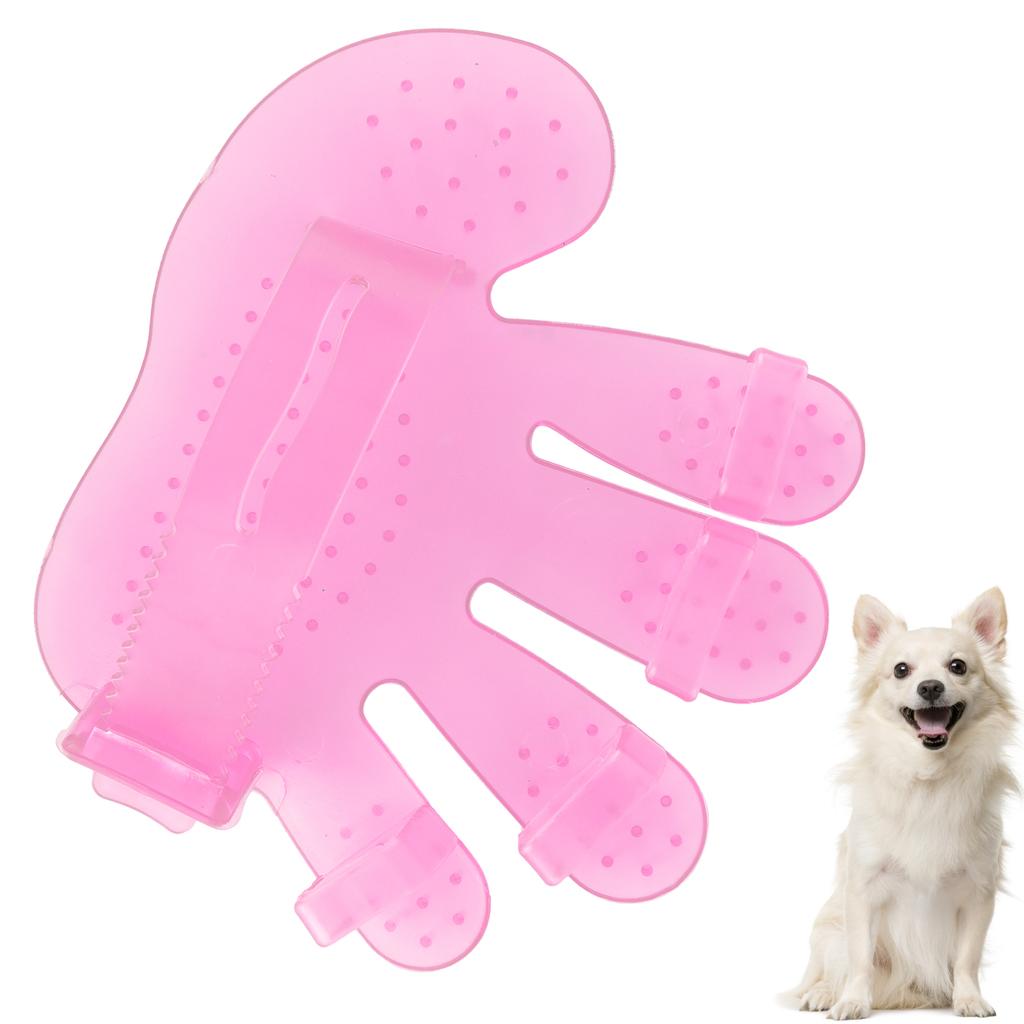 Pet Grooming Gloves Transparent Rubber FiveFinger Grooming Gloves for Bathing Dogs(Blue )