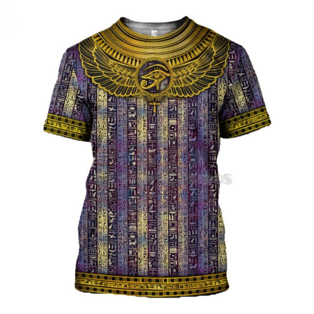 Men's Egyptian Totem 3D Printed T Shirt Summer Funny Retro Mystery Ancient Horus Harajuku Short Sleeve Streetwear