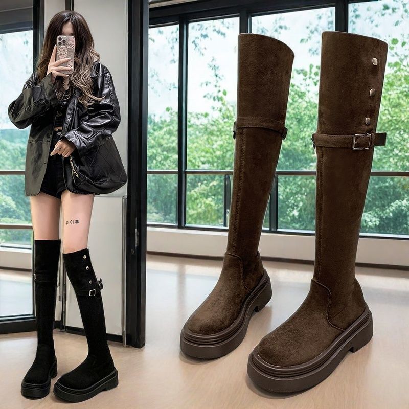 Fashion Autumn Winter Fleece-Lined Ladies Knee High Shaft Shoes Designer Luxury Hot Fashion 2025 Demi-season Goth 39 Women's Long Boots