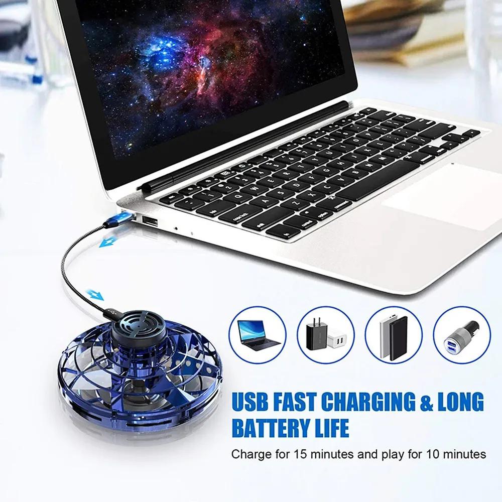 Mini Drone LED UFO Type Flying Helicopter Spinner Fingertip Upgrade Flight Gyro Electronic Flayaball Adult Kids Toys