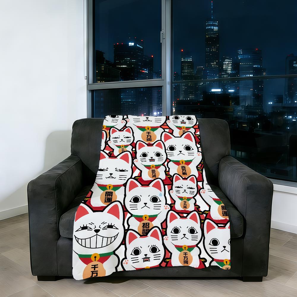 Blanket Super Luck Warm Maneki Comfortable Plush Throw Money Blanket Child Home Sofa Bedroom Rich Cat Neko Gift