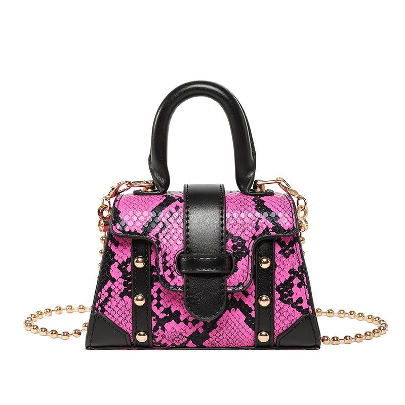 Personality Trendy Cool Spice Girl Style Mini Portable Lipstick Bag Fashion Snakeskin Pattern Temperament Chain Crossbody Bag Female