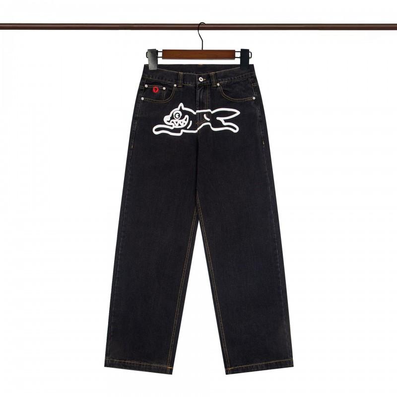 BBC ICECREAM Graphic Embroidered Denim Shorts Mens High Street Straight Leg Fashion Casual