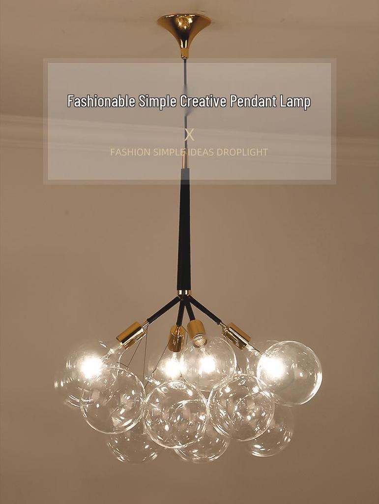 Nordic Romantic Bubble Lamp - Creative Glass Pendant for Children's Room, Living Room, or Restaurant.
