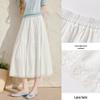 Xiangying Draped White A-line Skirt with Lace Patchwork