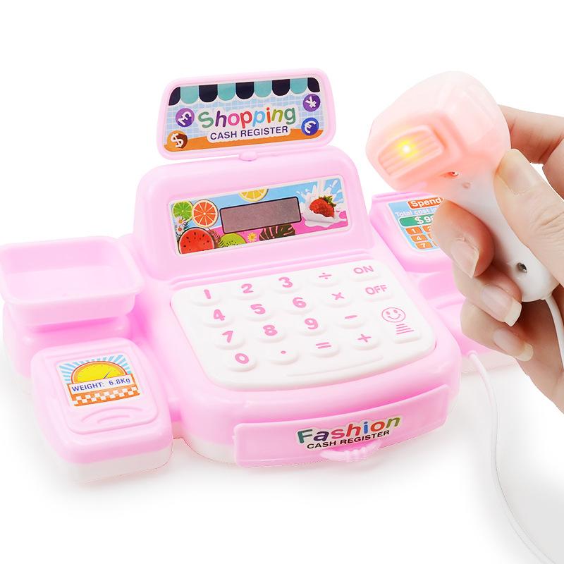 Children'S Lighting And Sound Effects Supermarket Cash Register Toy Set, Playing House Fruits And Vegetables Simulation Checkout Page