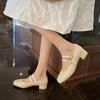 Spring Autumn Women DoubleBuckle Mary Janes Shoes Patent LeatherDress Square Head Square Heel Solid ColorWomen's Shoes