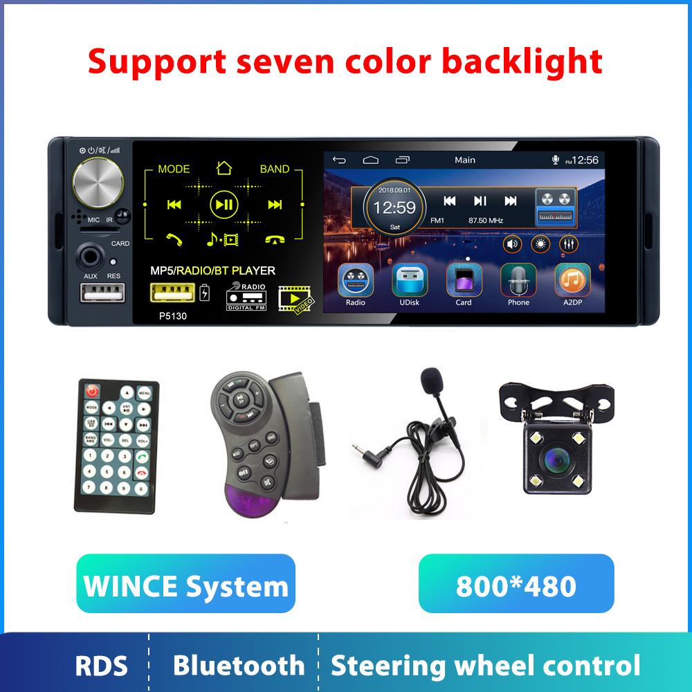 Podofo Radio Car Autoradio 1 Din Multimedia MP5 Player 4.1" Touch Screen Radios Audio Stereo RDS Bluetooth Dual USB Microphone