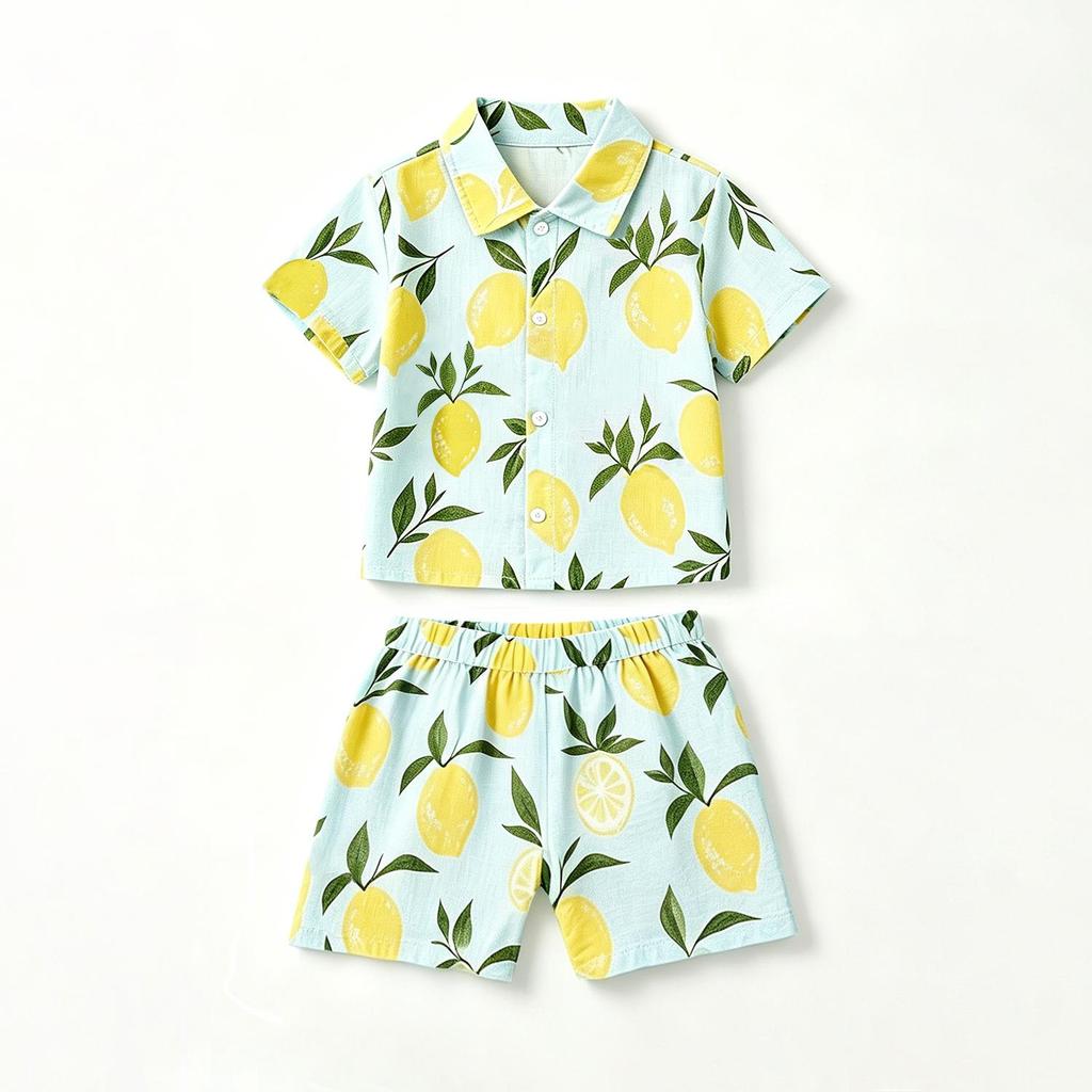 Completi estivi in cotone biologico per bambino T-shirt a maniche corte + Pantaloncini Abbigliamento per bambini e neonati