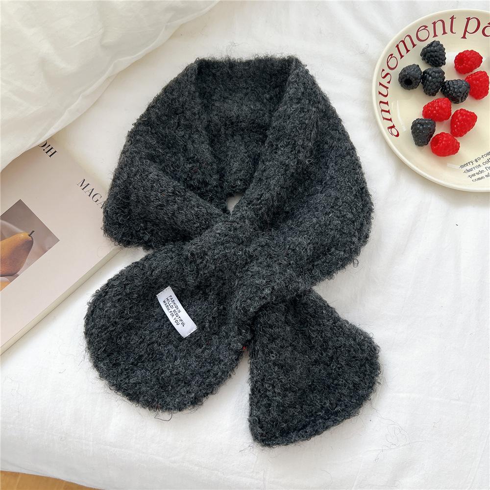 

Однотонный интернет-знаменитость ленивый маленький шарф вязаный крест шарф женский осенне-зимний теплый зимний шейный шарф 15*88cm