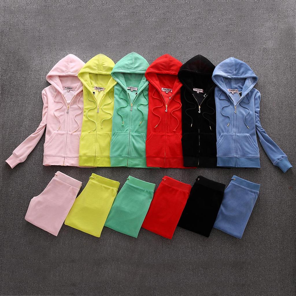 European Spring/Autumn JC Fashion Gold Velvet Women's Sportswear Set with Hotfix Letter Details