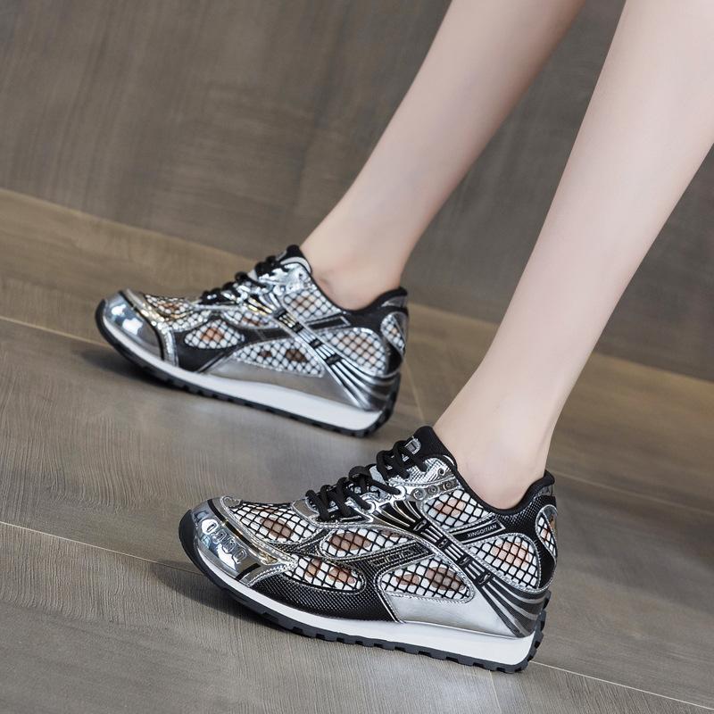 Inner heightening women's shoes new casual rubber non-slip mesh breathable sports shoes tide