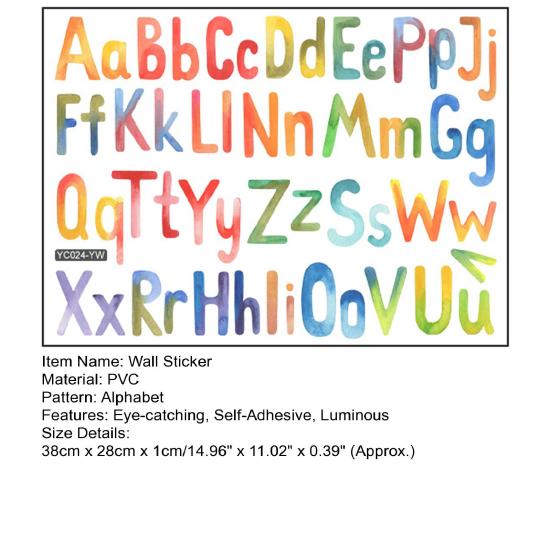 Luminous Wall Sticker Waterproof DIY Educational English Alphabet Self-adhesive Sticker Decal Home Decor