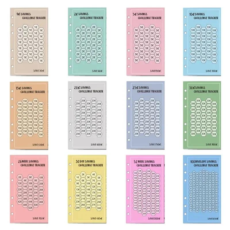48 Sheets Week Savings Challenge Papers A6 Loose Leaf Binder Save Money Notebook Euros USD Cash Budget Planner Supplies