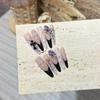 Handmade Press On Nail French Sparkling Nude Hand-painted 3D Glowing Pearl Purple Diamond Long Stiletto Fake Nail Patch Artificial Nail Reusable