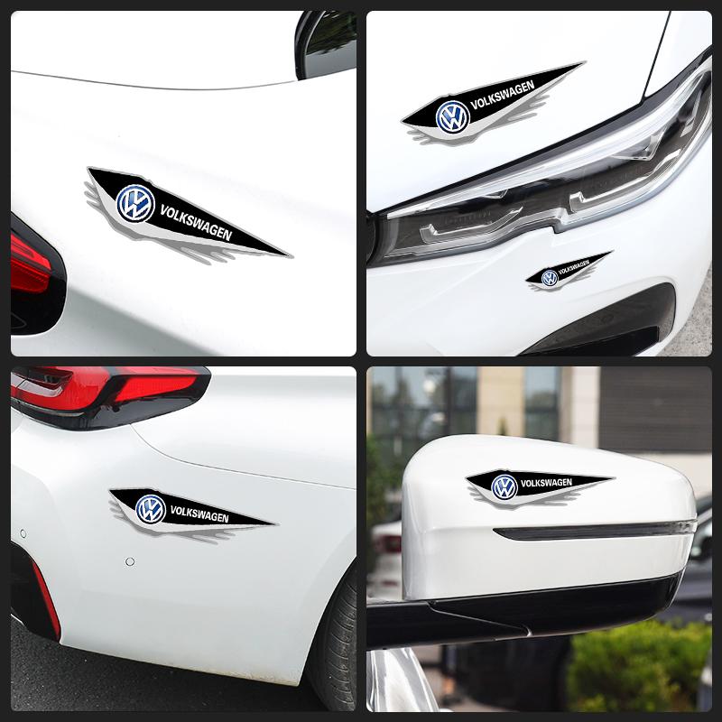Heiß 4 Stück Styling Dekorative Aufkleber Autoaufkleber Zubehör für Volkswagen VW R-Line R GTI Polo T5 T-ROC Golf Passat Scirocco Je
