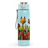 1PC Colorful Stacked Cat Pattern 750ml Color Plastic Sports Water Bottle Leakproof Flip Straw Lid Suitable for Sports Office Home Use