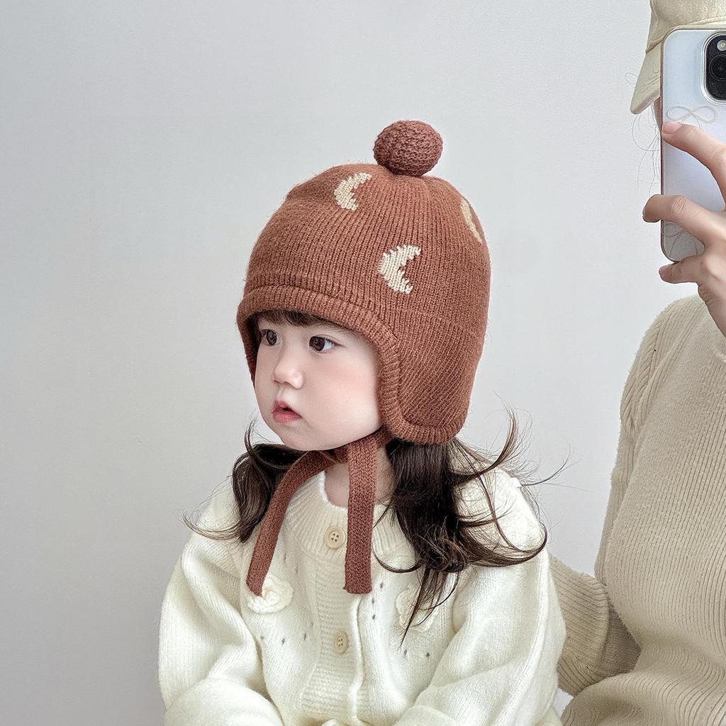 Stylish Korean Wool Knit Baby Hat with Ear Protection - Warm & Trendy Winter Hat for Boys & Girls