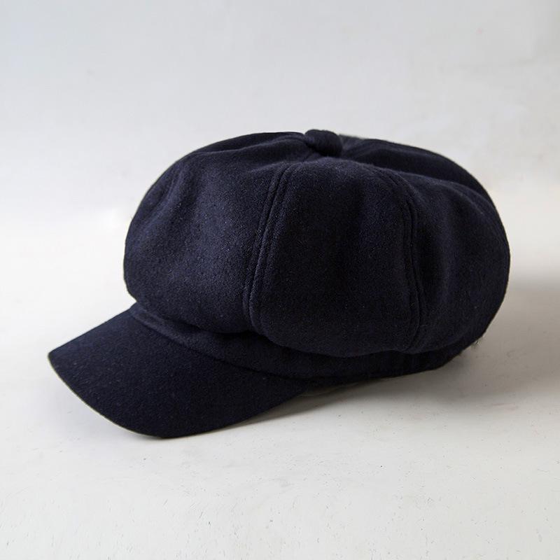 Cross-Border Wool Newsboy Beret: Autumn-Winter Korean Style, Versatile Solid Color, Trendy Japanese Duckbill Octagonal Hat
