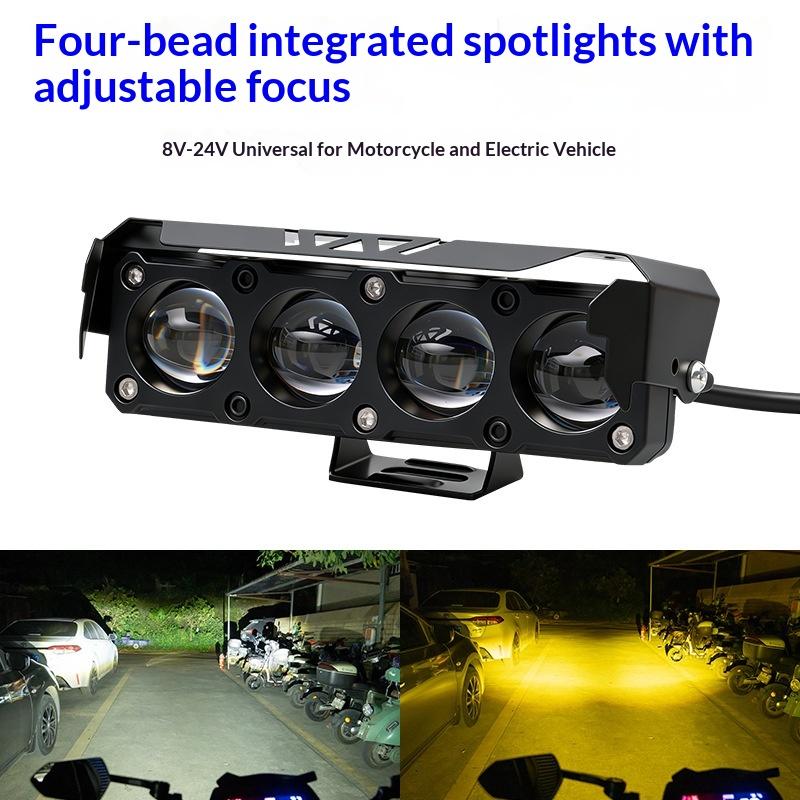 1Pcs Motorcycle Led Spot Light Dual Color Hi/Low Beam Fog Lamps For Car Trucks Suv Utv 12V Mini Lens Headlight Driving Light