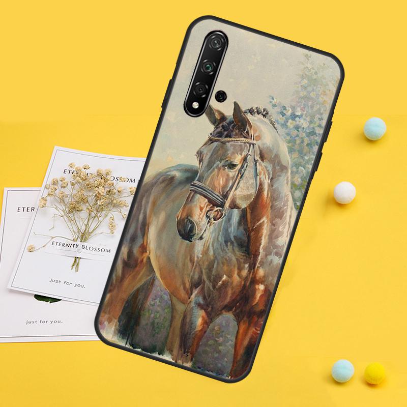 Horse Painted Art For Huawei Nova 12s 12i 11i 5T Y90 Y70 Y60 Y61 Y91 Y72 9 10 SE P20 P30 P40 Lite P60 Pro Case