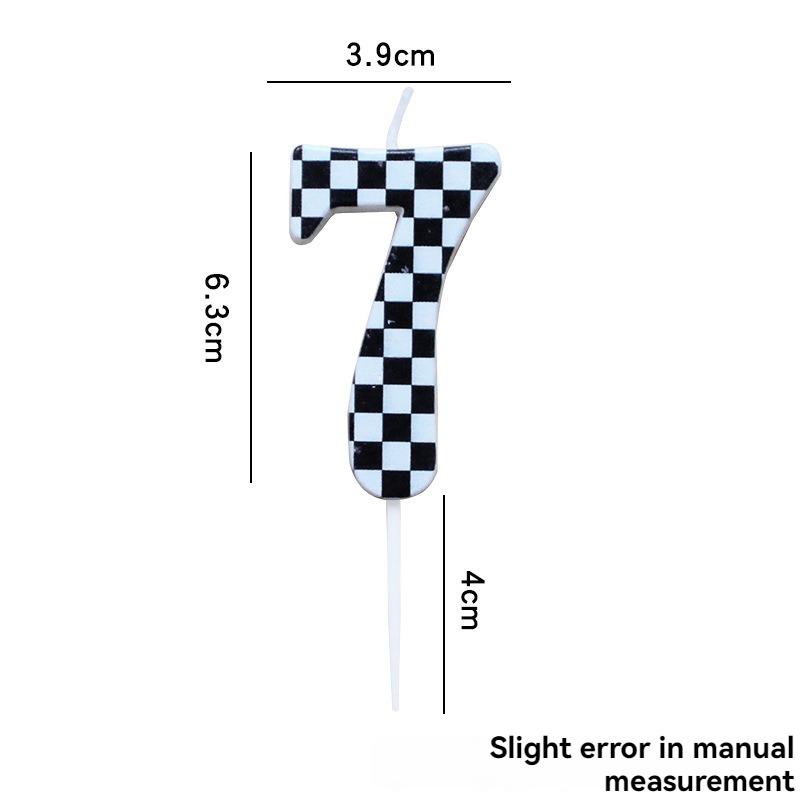 1/6/12/13 Pcs Racing Cars Themed Birthday Candles Black and White Race Number Checkered Candle Cake Topper for Racing Car Party