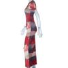 European and American Style Fashionable Printed Round Neck Pullover Short Sleeved Skirt with Hip Wrap, Elegant Casual Dress