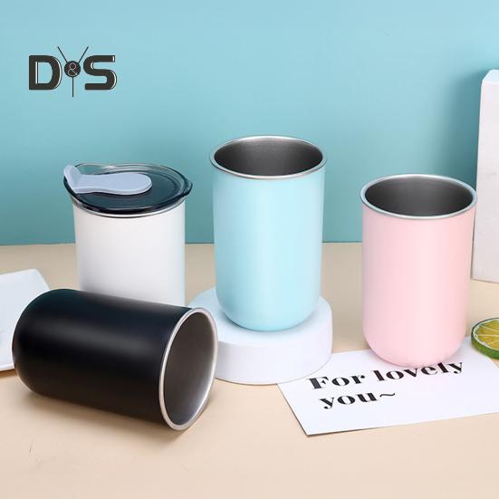 Water Cup 300ml Ergonomic Milk Cup Comfortable Grip Double-Layer Coffee Cup Tooth Brushing Cup Mouthwash Cup Multifunctional Mixing Cup