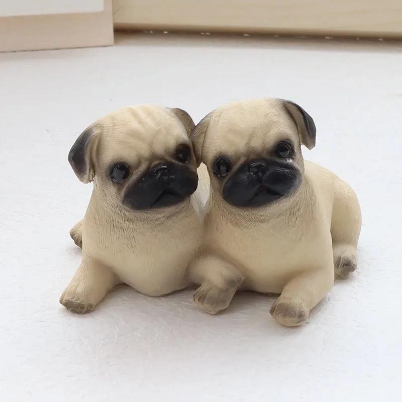 

Имитация статуи мопса из смолы, два милых мопса, украшения для дома, рабочий стол, садовое украшение, подарок на день рождения ребенка