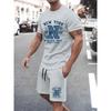 New Summer Mens Set High Quality T-shirts Shorts Two Piece Set New York Graphic Print Fashion Oversize Clothes Man Sports Suit
