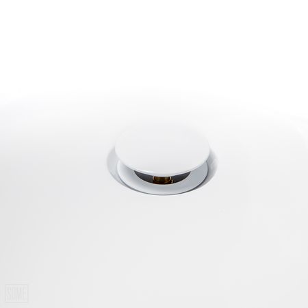 Click-clack bathtub plug with overflow, white gloss