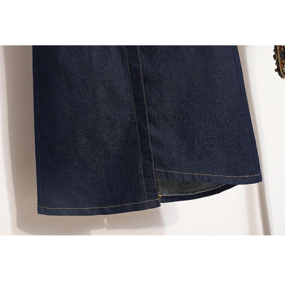 Dimanaf 2025 Mărimi Mari Fuste Noi de Primăvară Femei A-Linie Elastice Denim Fuste Largi Fustă Talie Înaltă Fuste Vintage