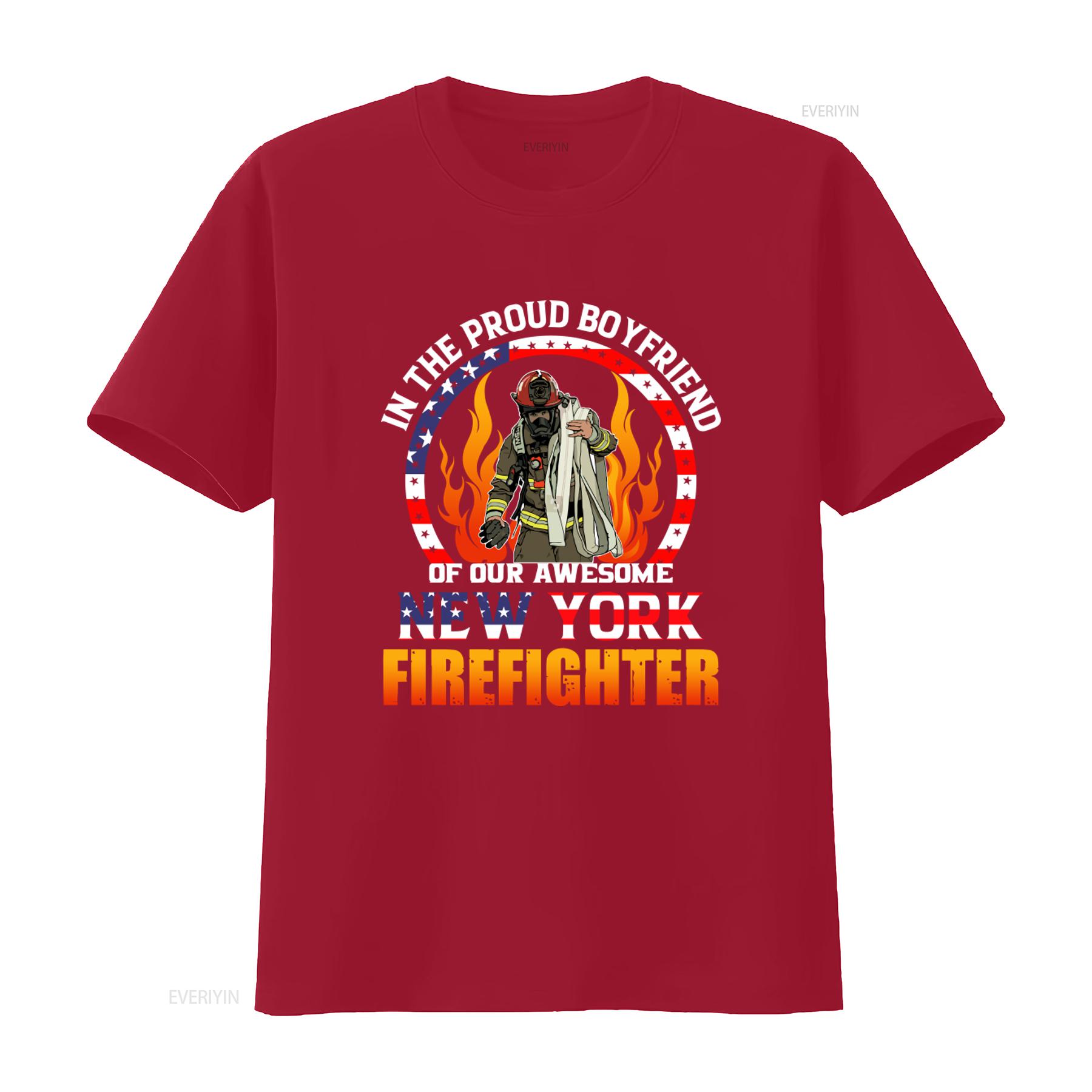 Proud Boyfriend Of Our Awesome New York Firefighter T Shirt with American Flag Design vintage Washed Soft streetwear Unisex S