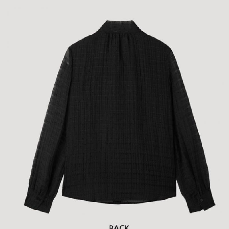 [She S miSS] Sheer Tie Neck blouSe Swwblp11010 Bk