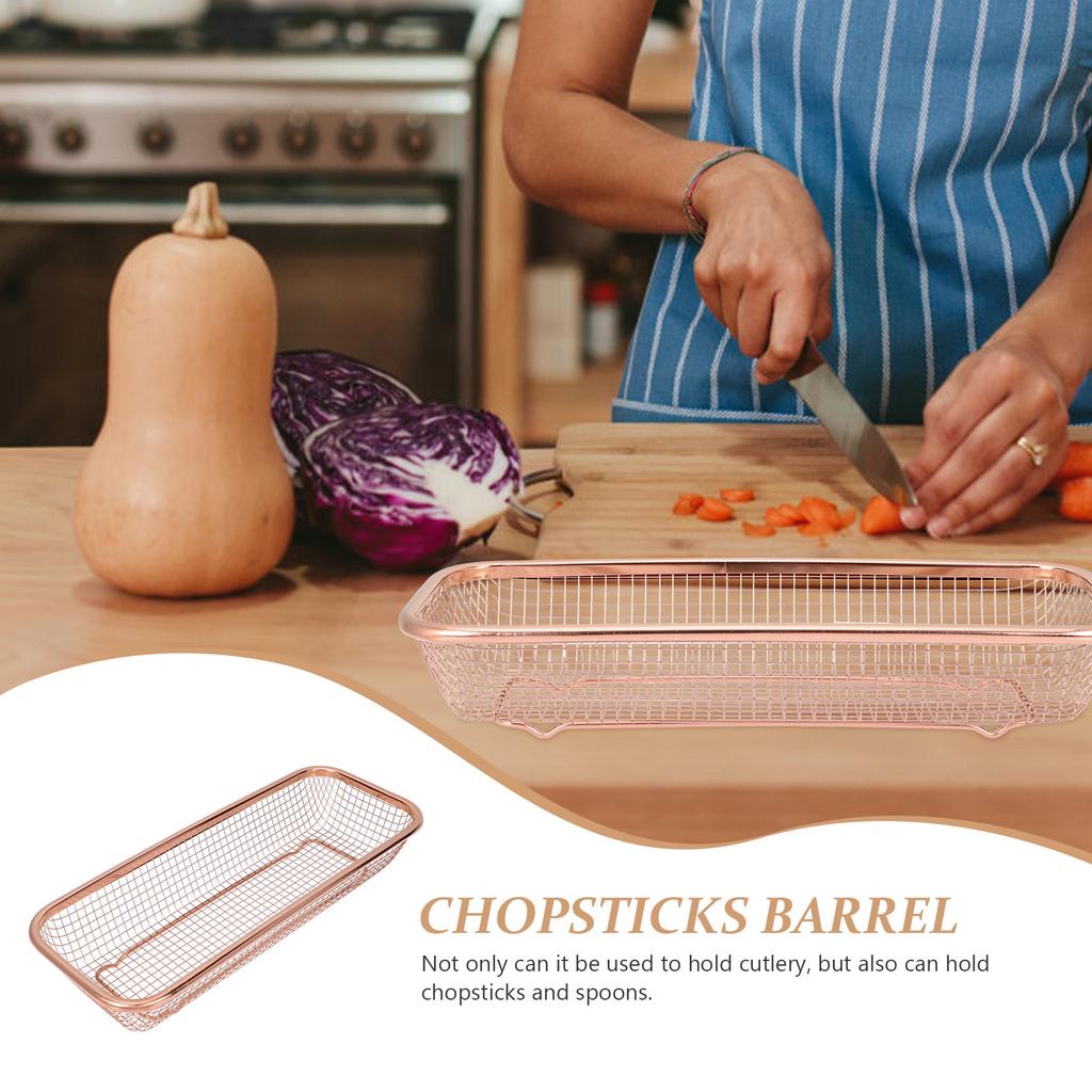 Stainless Steel Chopsticks Basket Fine Workmanship Desktop Cutlery Organizer Multipurpose Utensil Storage Jar Drain Basket