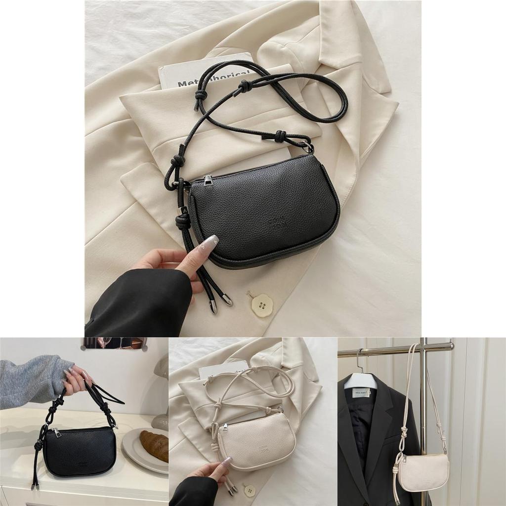 Simple Solid Color Lychee Texture Women Casual Shoulder Bag For Daily Use