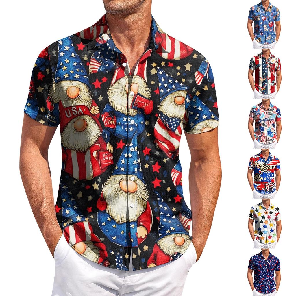 Pánské ležérní tričko s krátkým rukávem, úzké módní pánské s kostkovaným potiskem