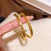 2025 Chinese Style Golden Auspicious Open Cuff Bangle for Women - Ancient Sand Gold Stackable Half-Bangle Bracelet